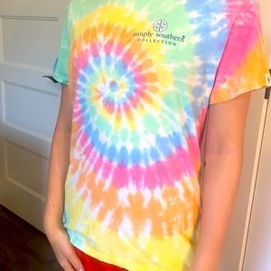 A tie dye rainbow t shirt
